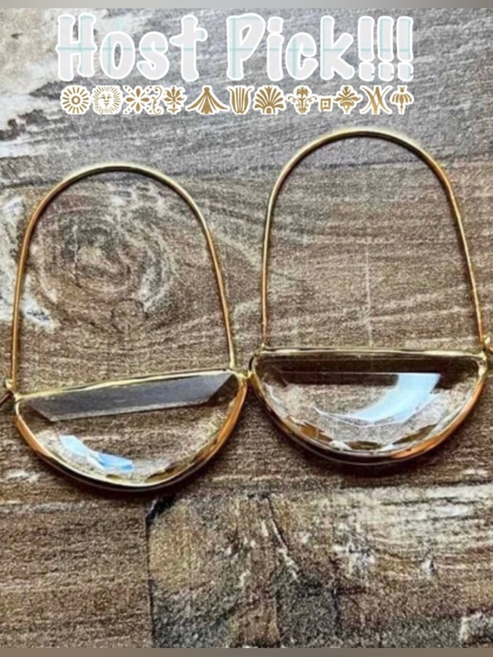 Anthropologie Crystal Clear Faceted Crescent Moon Wire Threader Hoop Earrings